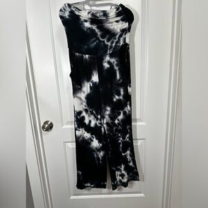 Antistar Sleeveless Jumpsuit Rayon Tie Dye Navy and White Size Medium